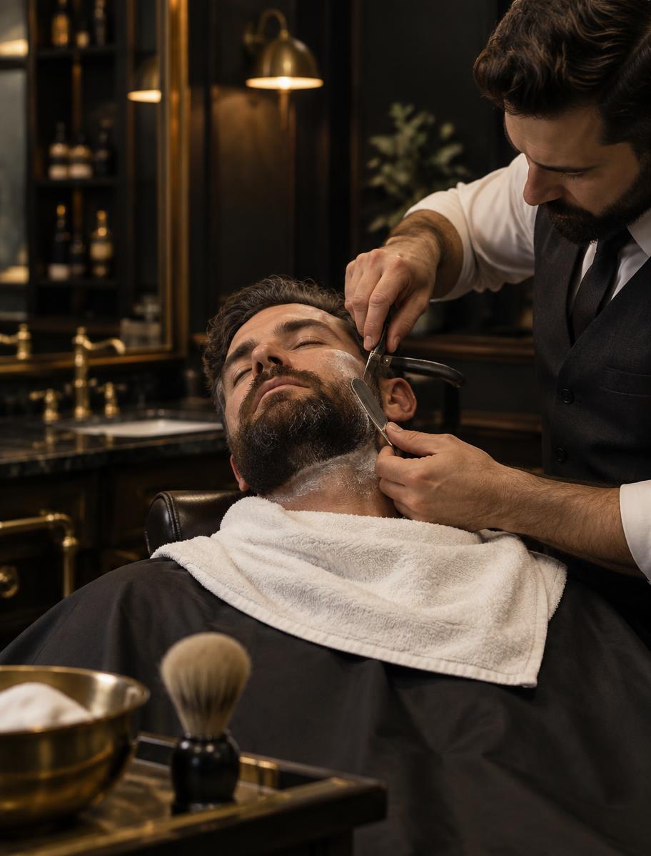 Barba sendo finalizada em demonstração