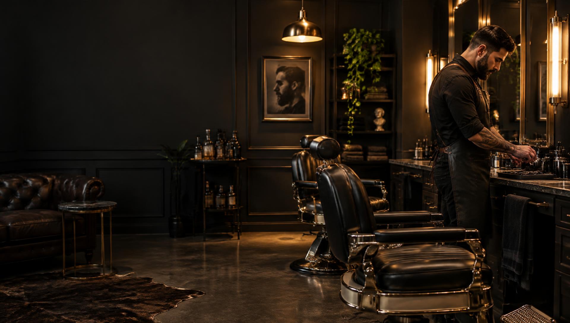 Interior de uma barbearia demonstrativa